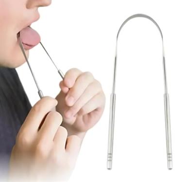 Imagem de Raspador de Língua em Aço Inox, Limpador para Higiene Bucal