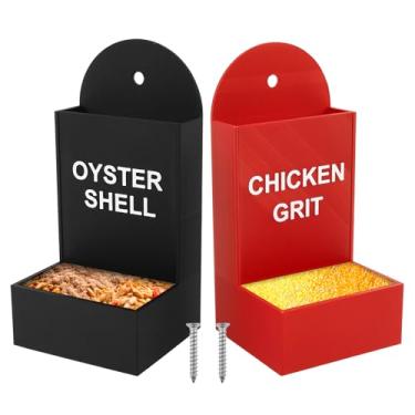 Imagem de ZJRDYYK Alimentador de casca de ostra de galinha e alimentador de grãos, calha de frango suspensa, dispensador automático de aves de capoeira, acessórios para galinheiros, design sem desperdício