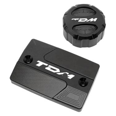 Imagem de Acessórios CNC para motocicleta, tampa do reservatório de fluido de freio dianteiro, traseiro, tampa de óleo do motor compatível com Y&AMAHA TDM 850 TDM 900 2004-2015 (2 capas preta)