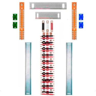 Imagem de Kit Barramento Trifásico Isolado 150A para 58 Circuitos com Placa de P