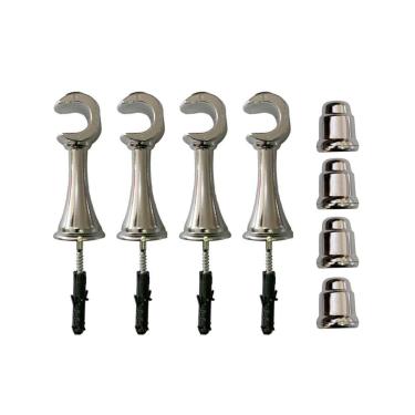 Imagem de Kit 4 Suporte Para Varão Cortina Com Ponteira 19Mm Cromado