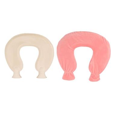 Imagem de Garrafa de água quente em formato de u, capa macia e fofa, capacidade de 1l, bolsa de água quente para alívio da dor no pescoço, ombro, calor de inverno, borracha, material de (Rosa)