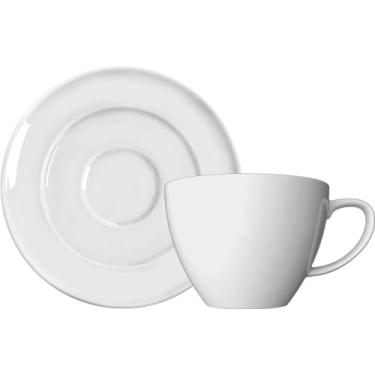 Imagem de Germer, Xícara e pires para chá em porcelana, modelo Versa, 240 ml, Branco