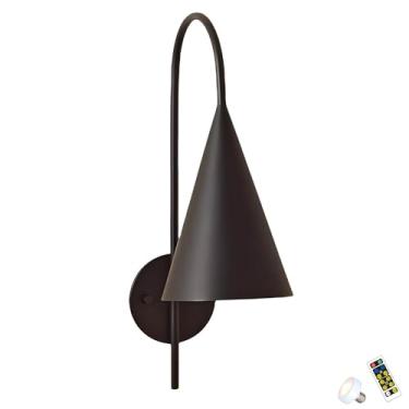 Imagem de Conjunto de dois apliques de parede, luminárias de parede internas operadas por bateria, luminárias de parede LED pretas foscas, apliques com fio reguláveis, luminária de parede sem fio para