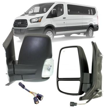 Imagem de Substituição do espelho da porta do lado esquerdo do motorista com textura de ajuste de energia e vidro aquecido com luz de sinalização para Ford Transit T150 T250 T350 T350HD de 2010 a diante