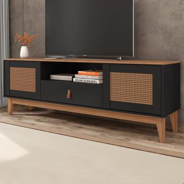 Imagem de Rack para TV Até 60 Polegadas Thaim 2 Portas 1 Gaveta Preto/Noce - Pnr Móveis