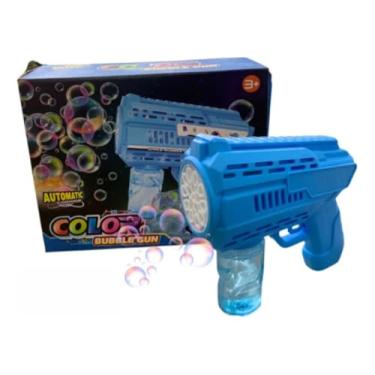 Imagem de Lançador de Bolhas de Sabão, Pistola de Bolhas Automática Infantil Color Bubble Gun – Luzes Coloridas, Elétrica e Recarregável