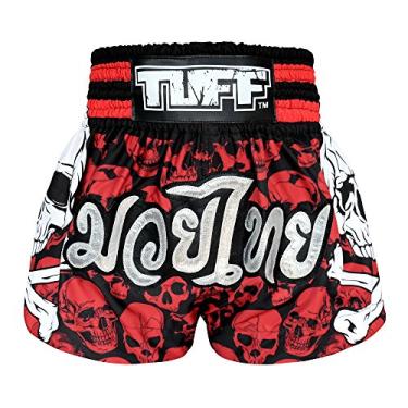 Imagem de Tuff Sport Boxing Muay Thai Shorts Dragon Skull Kick Martial Arts Training Gym Clothing Trunks, Red Double Skulls, X-Large