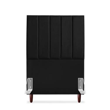 Imagem de Cabeceira De Solteiro Carla 90 cm Com Frame Em Couro Preto - Tifanny D