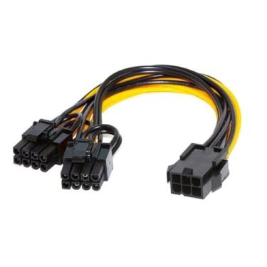 Imagem de Adaptador de cabo de alimentação GPU fêmea de 6 pinos para PCI-E duplo de 8 (6+2) pinos macho para placas gráficas com conectores PCIe de 8 pinos