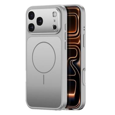 Imagem de FWYANZH Capa magnética para iPhone 17 Pro Max/17 Pro/17, proteção total para lente fina, capa antiqueda, para PC, prata, 17 Pro Max