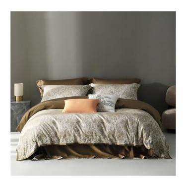 Imagem de Conjunto de edredom jacquard - conjunto de edredom de algodão macio, conjunto de 4 peças com zíper invisível, 1 capa de edredom, 1 lençol e 2 almofadas de travesseiro capa de edredom casal (cor: 4