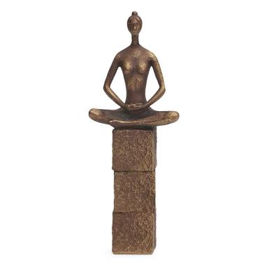 Imagem de Escultura Decorativa Yoga em Poliresina Bronze 29cm 21526 Mart
