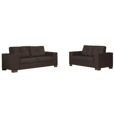 Imagem de Conjunto Sofá 3 e 2 Lugares Sala de Estar kenny Couro Tabaco - Gran Belo