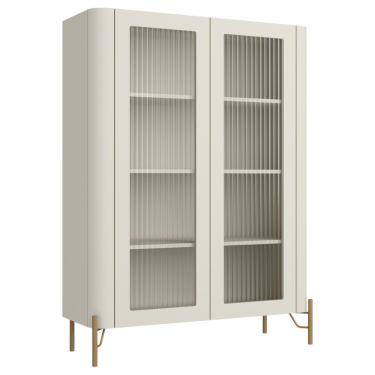 Imagem de Cristaleira Sala De Jantar 2 Portas Vidro Pés Industrial Dourado Naim I03 Luna - Lyam Decor