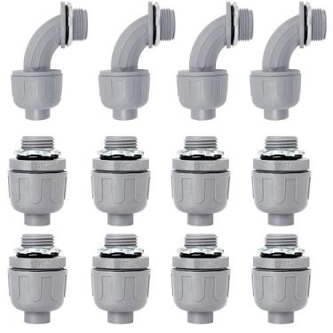 Imagem de Conector de conduíte Wocloer Liquid Tight PVC de 1/2 polegada, pacote 