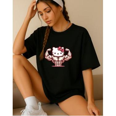 Imagem de Camiseta Feminina T-shirt Hello Kitty Academia Treino Gym - Genérica, 