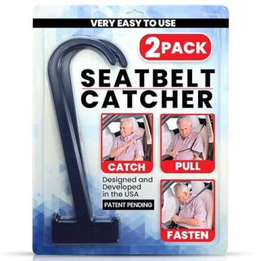 Imagem de Apanhador de cinto de segurança – Pacote com 2 agarradores e auxílio de cinto de segurança para idosos e pessoas com deficiência – Extensor de cinto de segurança – Torcer ou alcançar o auxílio
