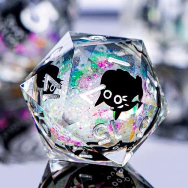 Imagem de ORIFANTOU DND Cat Dice Set Colorful White Sharp Edge Dice with Box, RPG D and D Dice Dungeons Dragons Role Playing Game Polyhedral Resin Dice Set D20 D12 D10 D8 D6 D4