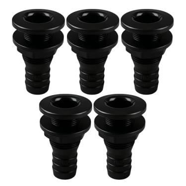 Imagem de SEAFLO Barco marítimo de encaixe de casco de 5 cm, polipropileno, conector de transbordamento de drenagem de plástico, seguro para água salgada resistente à corrosão, suporte de popa, saída de deck de