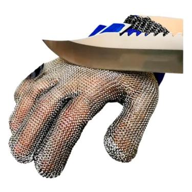 Imagem de Luva de Malha de Aço, Proteção Anti-corte para Açougueiro e Cozinha Profissional, Resistente a Lâminas