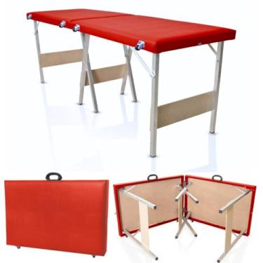 Imagem de Maca Portatil Dobravel Maleta Massagem Estetica Depilação Cores Variadas (Vermelho)