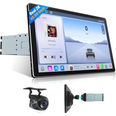 Imagem de Eonon Rádio automotivo Single Din, tela grande 2K HD de 11 polegadas, estéreo automotivo Android 13 com CarPlay/Android Auto, 6 + 64 GB, Bluetooth 5.1, DSP, saída opcional e coaxial, 4G LTE, tela