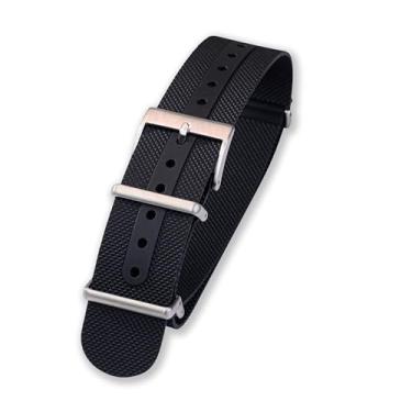 Imagem de Crafter Blue ZX01 Pulseira de borracha de uma peça única de liberação rápida com fivela para todos os relógios de 20 mm/22 mm de largura, Preto, 20mm