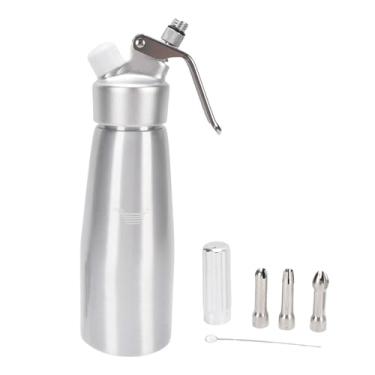 Imagem de Dispensador de chantilly, dispensador de creme de alumínio de 500 ml com 3 bicos decorativos, recipiente ergonômico para chantilly para uso doméstico e profissional
