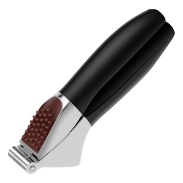 Imagem de Espremedor de alho, picador de alho de liga de zinco, ferramenta resistente, espremedor ergonômico de gengibre com alça antiderrapante, cortador de gengibre reutilizável para cozinha doméstica, preto
