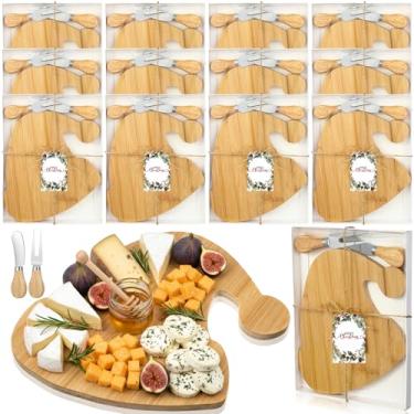 Imagem de Roshtia Conjunto de 12 conjuntos de tábua de charcutaria de Natal, conjunto de mini tábuas de queijo de bambu com facas, garfos, mini tábua de corte para festa de Natal, chá de panela, suprimentos