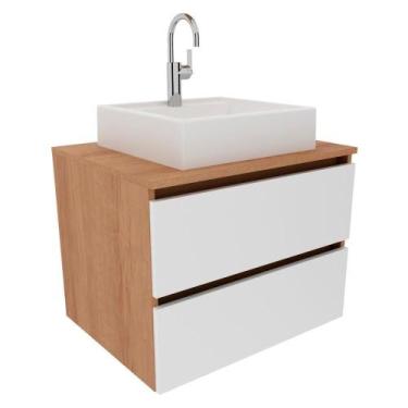 Imagem de Gabinete Com Cuba Para Banheiro Bn3600x07 Amendoa Branco - TECNO MOBIL