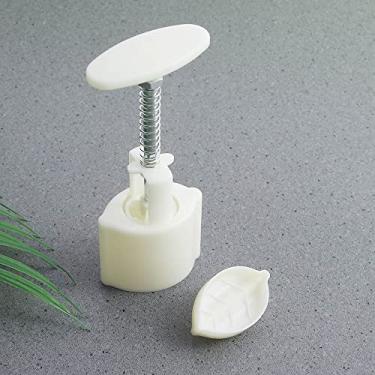 Imagem de Ma'amoul Forma Oriental Estilo Chinês Cortador de Biscoitos Prensado à Mão Bolo de Feijão Verde 3D Molde de Bolo Lua (folha)