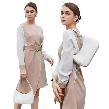 Imagem de Bolsa de ombro crescente para mulheres – Bolsa Hobo retrô com opções de transporte versáteis (branca)