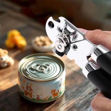 Imagem de Generic 1 abridor de latas portátil 3 em 1 abridor de latas e abridor de garrafas PP ferro prateado preto 5,3 x 19,3 cm