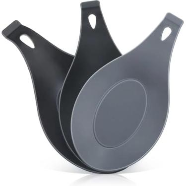 Imagem de Descanso de colher para fogão, pacote com 3 pequenos suportes de colher de silicone para balcão de cozinha, suporte de cozinha resistente ao calor, utensílios de cozinha perfeitos