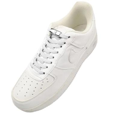 Imagem de Cadarços planos de poliéster para tênis femininos design moderno sem fivela para sapatos casuais e esportivos, Branco, F