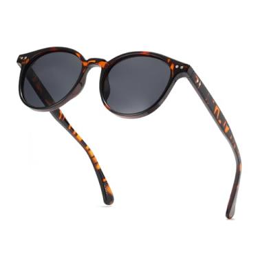 Imagem de Óculos de sol redondos polarizados para mulheres, homens, clássicos, femininos, para praias, estilo vintage, Tartaruga/cinza