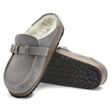Imagem de Birkenstock Buckley Shearling estreito estreito unissex sapatos, Moeda de pedra, 9-9.5 Narrow