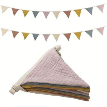Imagem de Bandeiras de flâmula, galhardete de decoração de quarto de bebê e criança, para decoração de berçário, aniversário de bebê, boho, festa de chá de casamento (faixa colorida) (B)