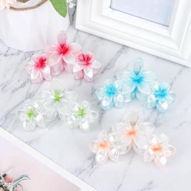Imagem de 4 peças de grampos de cabelo com glitter grampos de garra de flores para mulheres