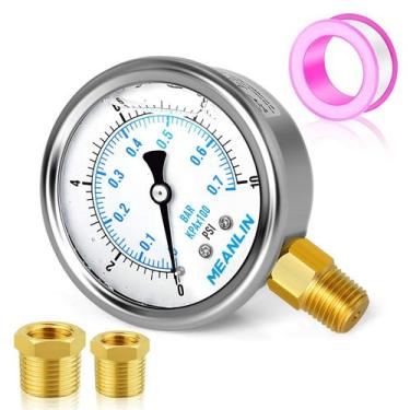 Imagem de Medidor de pressão MEANLIN MEASURE 010PSI em aço inoxidável 1/4NPT