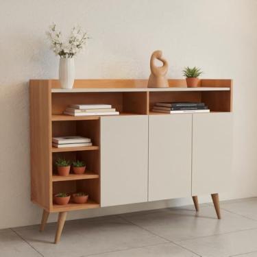 Imagem de Cantinho do Café Balcão Buffet Para Cozinha 3 Portas Celta - Nature Off White