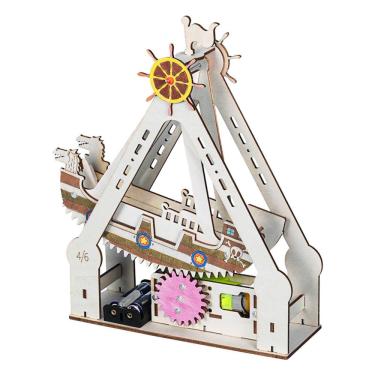 Imagem de Kit de experimentos científicos STEM para crianças, navio pirata de madeira