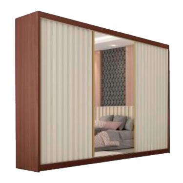 Imagem de Guarda Roupa Athenas 3 Portas 1 Com Espelho 100% Mdf Ipê/off White