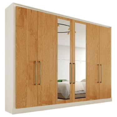 Imagem de Guarda Roupa Argos 6 Portas 100% Mdf 2 Espelhados Mademarcs Off White-peroba
