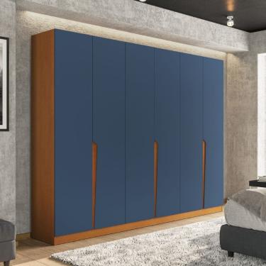 Imagem de Guarda Roupa Roupeiro 6 Portas 4 Gavetas Porto Freijó Azul Politorno Móveis