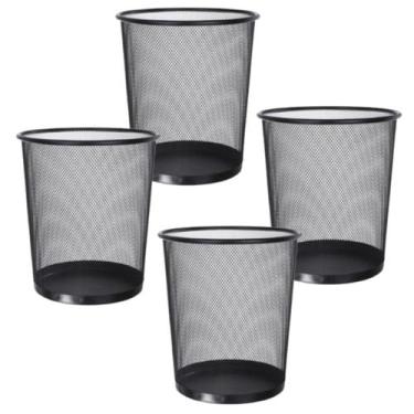 Imagem de 4 Lixeiras Telada Preta Cesto Lixo Metal Aramado Escritório - Majestic