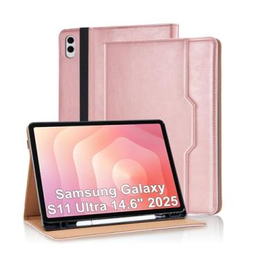 Imagem de Varohix Capa para Samsung Galaxy S11 Ultra 37.1 cm 2025 (SM-X936B/SM-X930) couro PU com suporte para caneta S, capa com alça de mão para Galaxy S11 Ultra com bolsos, proteção de visualização em vários