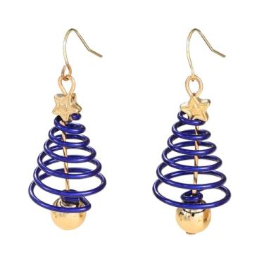 Imagem de Brincos femininos com pingente de árvore de Natal colorida em tons dourados, lindos pingentes de declaração de Natal, grinalda, anzol, brincos pendurados, leves, delicados, festivais, festas, joias